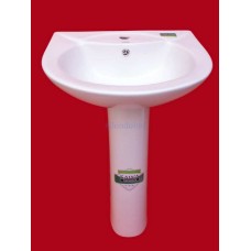 Centamily Ceramic Wall-Mount Bathroom Sink, Basin with Peddle Stand