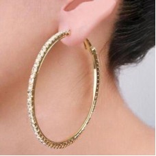 Gold and Silver Color Big Circle Hoop Earrings Set for Women with Crystals