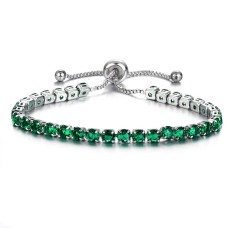 Silver and Gold  Ladies Women Bracelets with Green Crystals