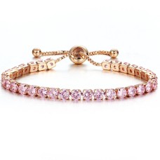 Silver and Gold Ladies, Women Bracelets with Magenta Crystals