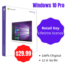 Windows 10 Pro with Retail Key (Lifetime License)